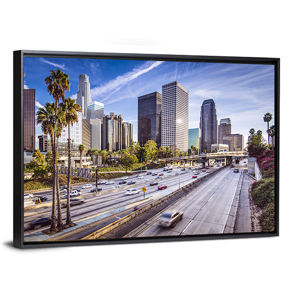 Downtown Los Angeles Highway and Skyline Canvas Wall Art