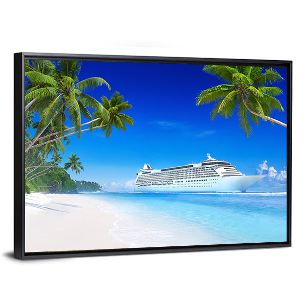 Cruise Ship in Tropical Waters Canvas Wall Art
