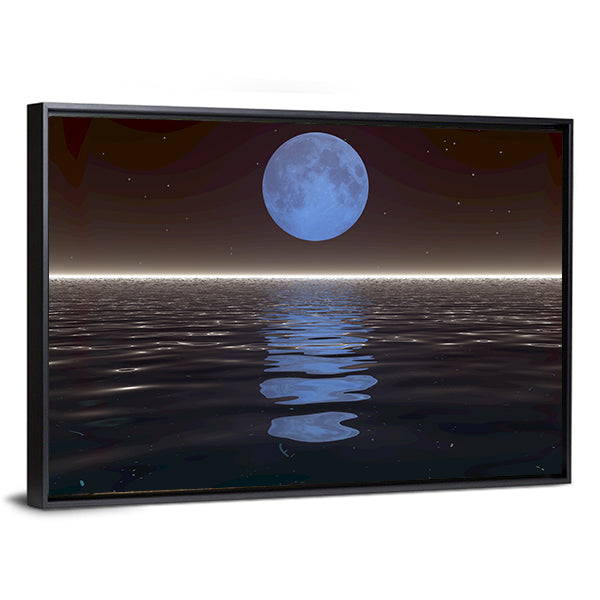 Surreal Moonset Over Water Canvas Wall Art