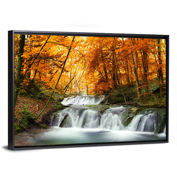 Waterfall In Autumn Forest Thailand Canvas Wall Art