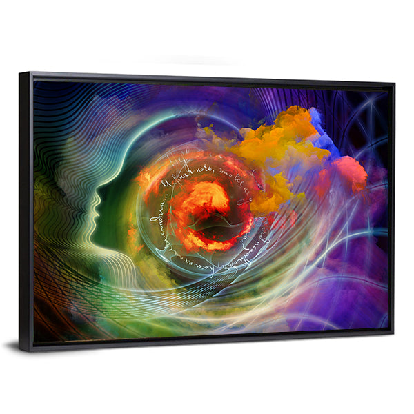 Silhouetted Profile with Fractal Vortex Canvas Wall Art