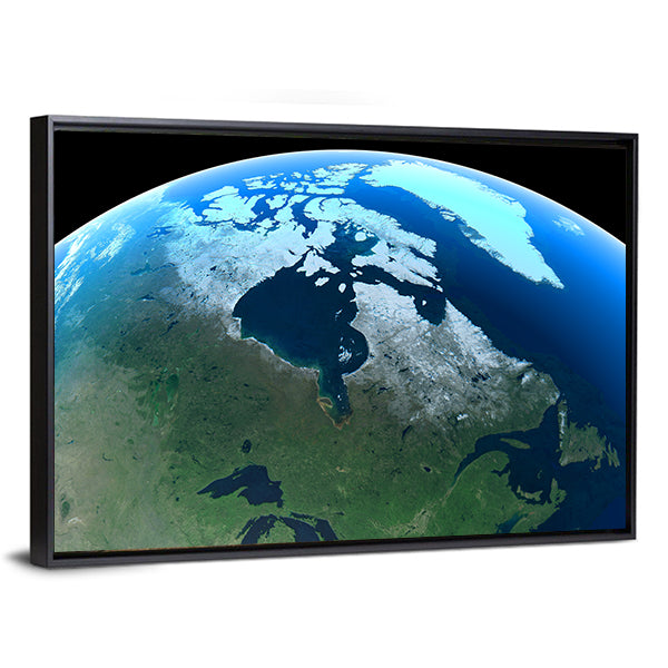 Canada &amp; Greenland From Space Canvas Wall Art