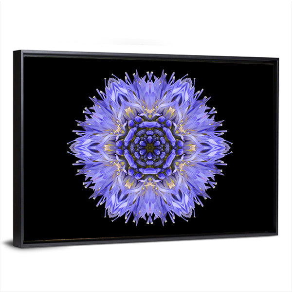Blue Mandala Cornflower Canvas Wall Art