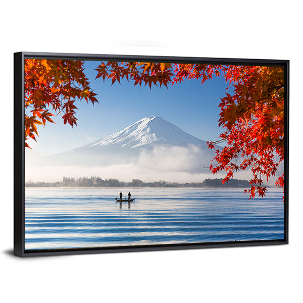 Fuji Mountain Lake In Autumn Canvas Wall Art