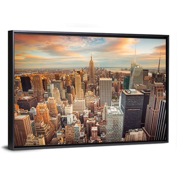 New York City At Sunset Canvas Wall Art