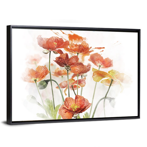 Red Poppy Flowers Canvas Wall Art