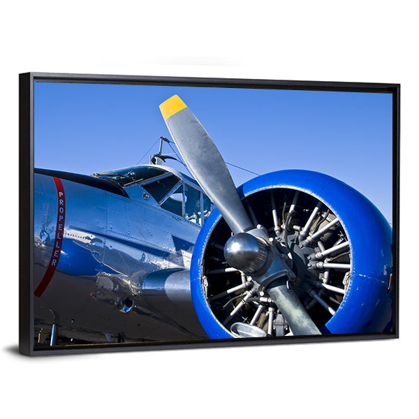 Close Up Of Vintage Military Airplane Canvas Wall Art