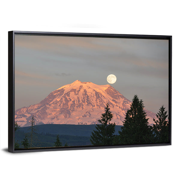 Supermoon Over Mount Rainier Canvas Wall Art