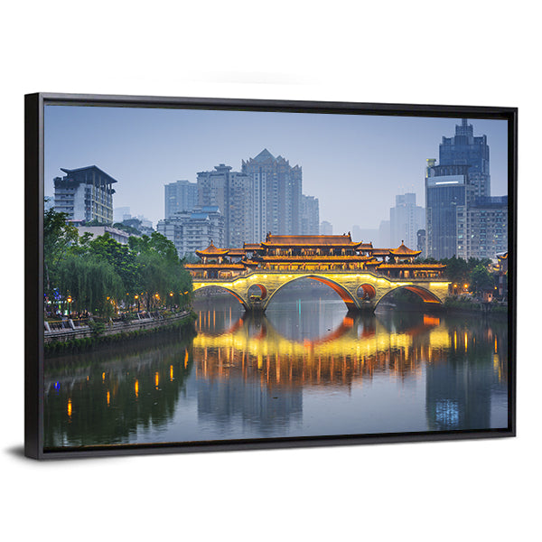Anshun Bridge on Jin River Chengdu Canvas Wall Art