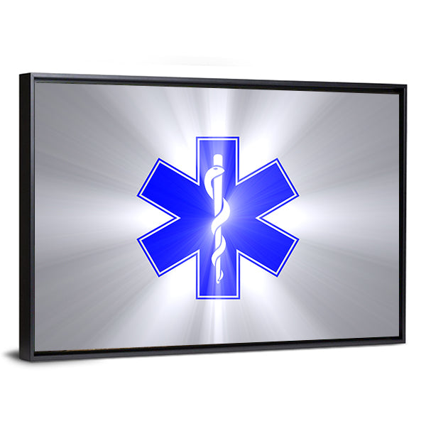 Star of Life with Rod of Asclepius Canvas Wall Art