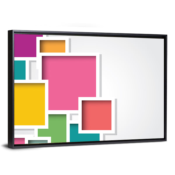 3d Layered Geometric Squares Canvas Wall Art