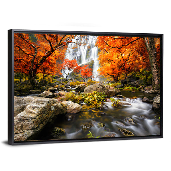 Autumn Waterfall In Kanchanaburi Thailand Canvas Wall Art