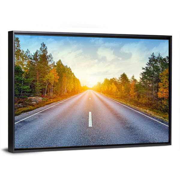 Scenic Road In Sweden Canvas Wall Art