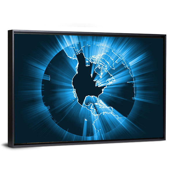 Glowing Coastline Starburst Light Flare Canvas Wall Art
