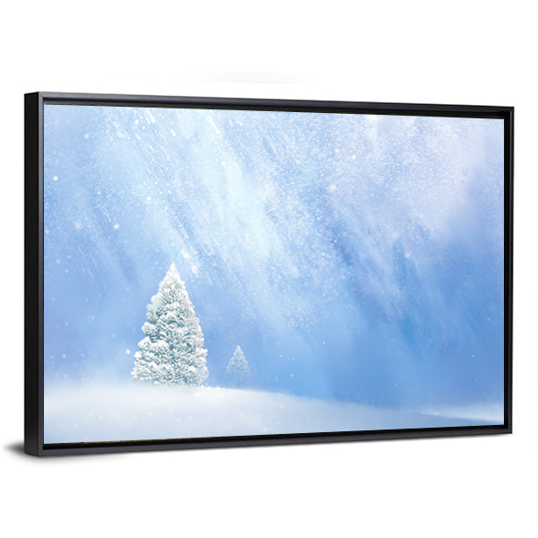Snow-covered Pines in Soft Winter Light Canvas Wall Art
