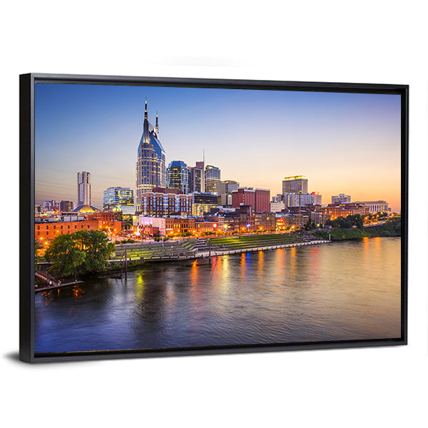 Nashville Skyline on the Cumberland River Canvas Wall Art