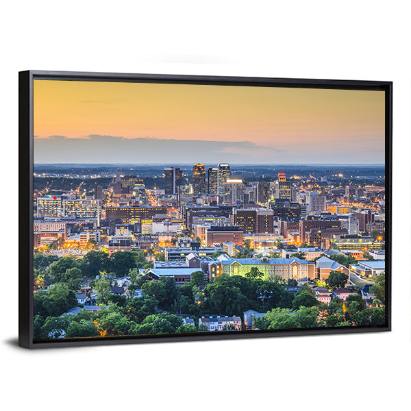 Birmingham Downtown Skyline In Alabama Canvas Wall Art