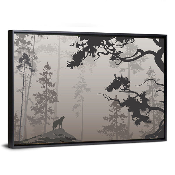 Wolf In The Forest Canvas Wall Art