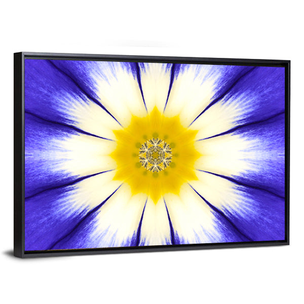 Kaleidoscope Blue Mandala Flower Canvas Wall Art