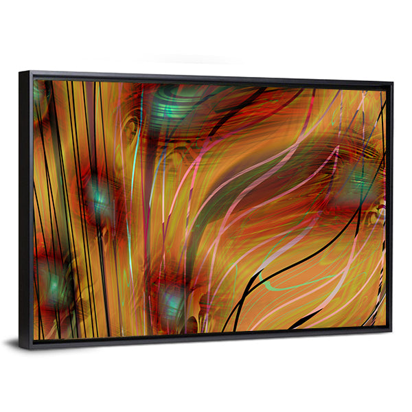 Swirling Teal, Gold, and Pink Abstract Canvas Wall Art
