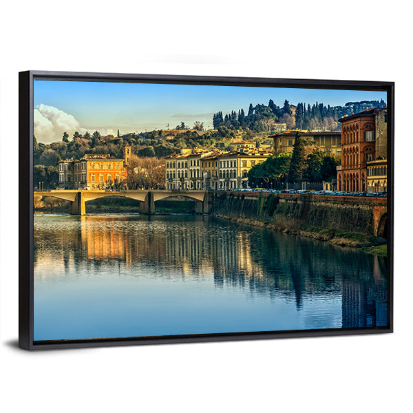 Arno River Reflection in Firenze Canvas Wall Art