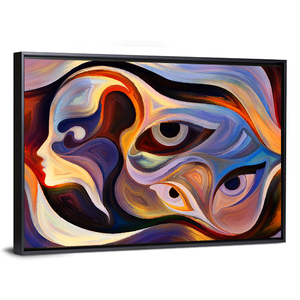Abstract Human Profile with Eyes Canvas Wall Art