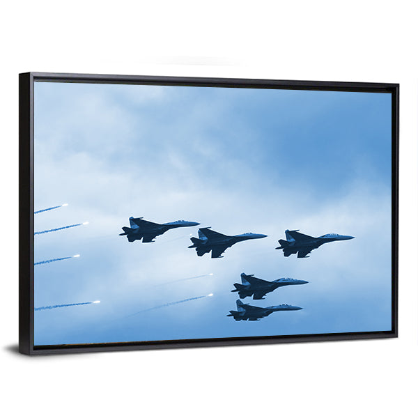 Modern Squadron Of Military Planes Canvas Wall Art