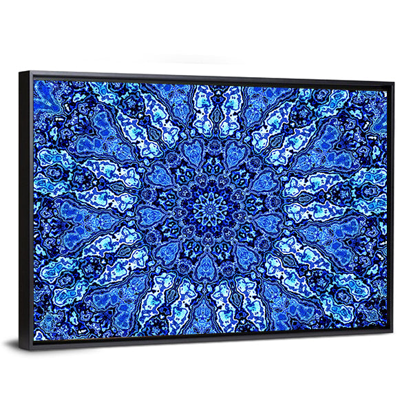 Blue Mandala Fractal Canvas Wall Art