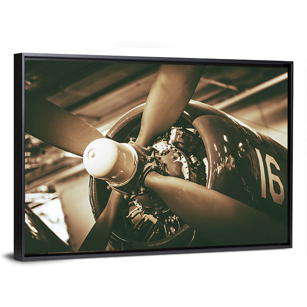Vintage Military Aircraft Propeller Closeup Canvas Wall Art