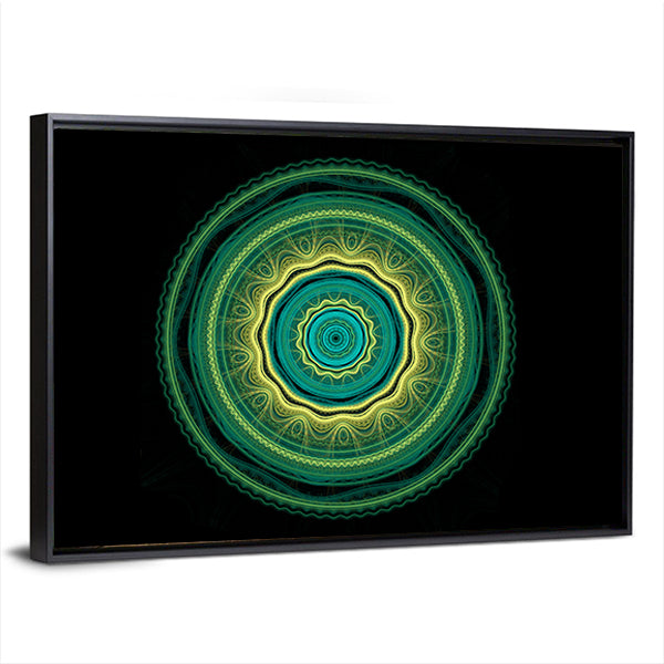 Green Mandala Flower Canvas Wall Art