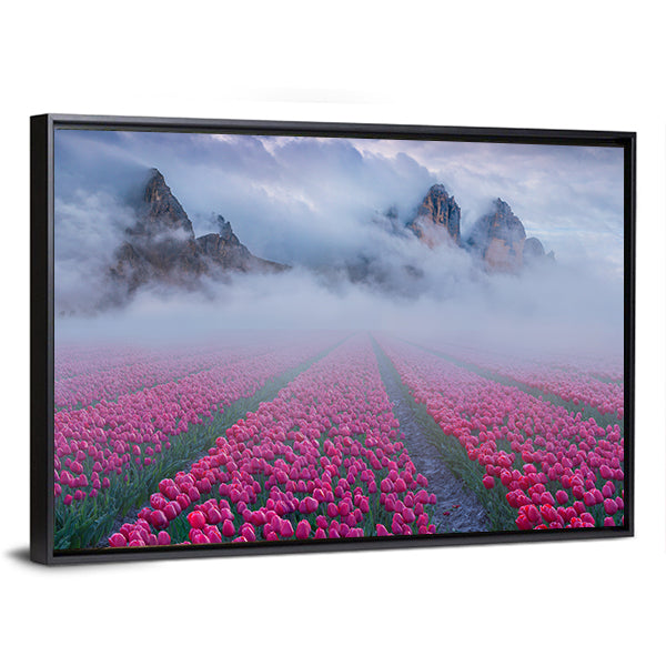 Fantastic Spring Landscape With Tulip Fields Canvas Wall Art