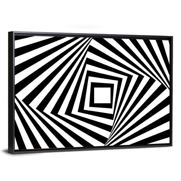 Black and White Concentric Squares Canvas Wall Art