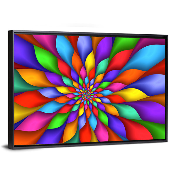Rainbow Petal Spiral Abstract Canvas Wall Art