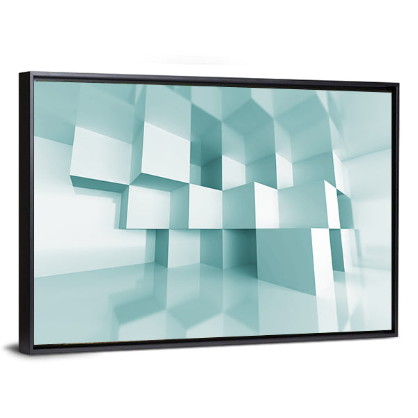 Reflective Stacked Cubes Canvas Wall Art