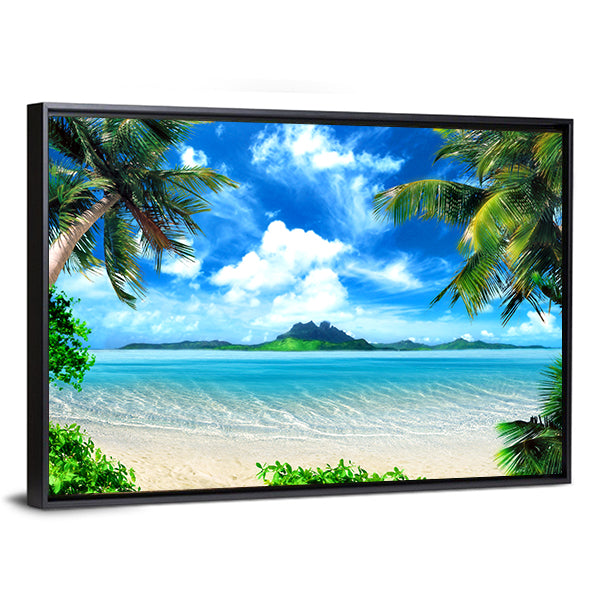 Tropical Beach with Turquoise Ocean Canvas Wall Art