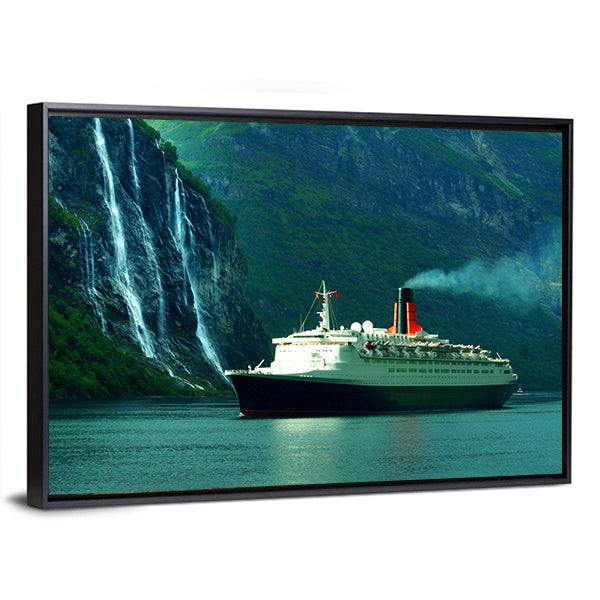 Queen Elizabeth II Cruise Ship Sailing In The Ocean Canvas Wall Art