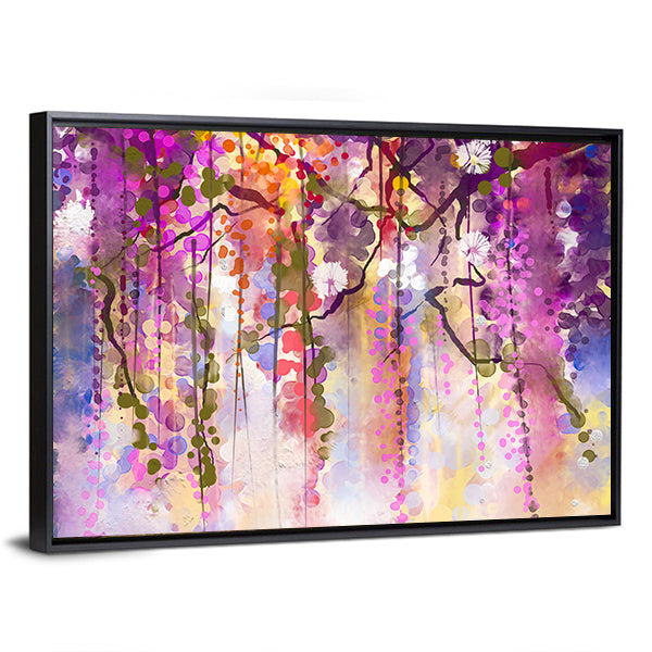 Spring Purple Wisteria Blossoms Canvas Wall Art