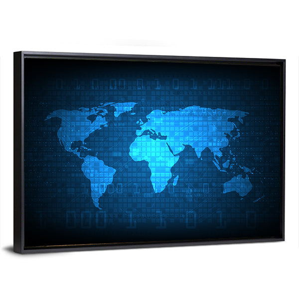 Digital Globe World Map Canvas Wall Art