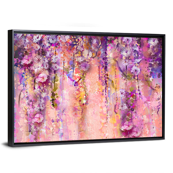 Wisteria Blossoms in Purple and Pink Canvas Wall Art