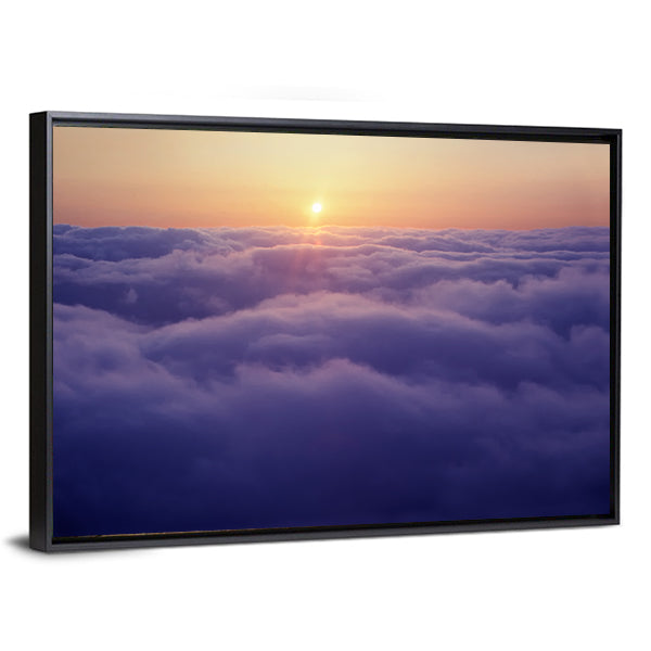 Sunset Above The Clouds Canvas Wall Art