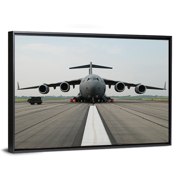 C-17 Globemaster Iii on Runway Canvas Wall Art
