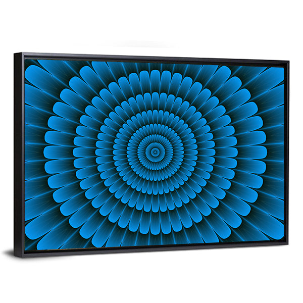 Blue Radial Floral Pattern Canvas Wall Art