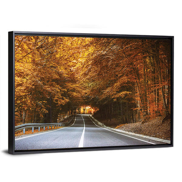 Forest Road in Autumn Canvas Wall Art