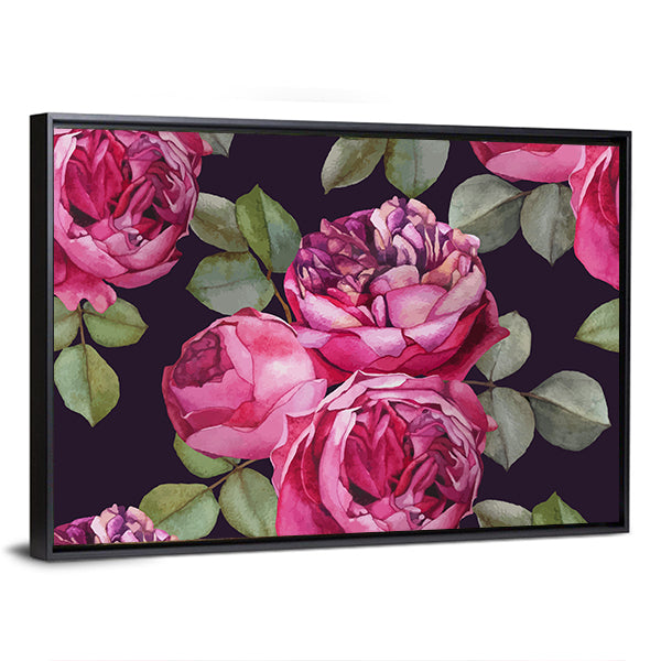 Pink Roses Bouquet Canvas Wall Art