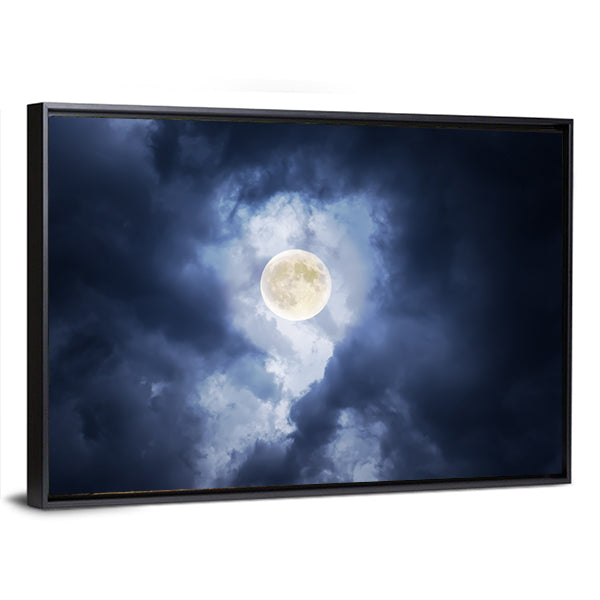 Supermoon in Clouds Canvas Wall Art