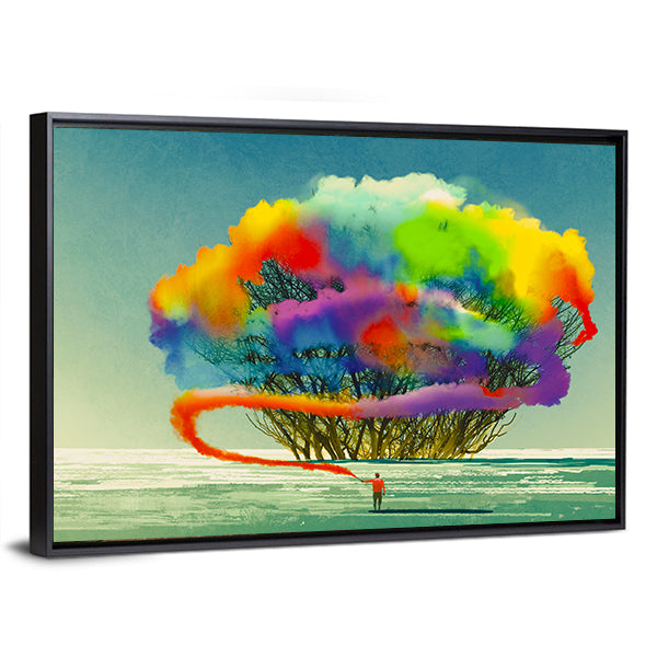 Colorful Smoke Flare Illustration Canvas Wall Art