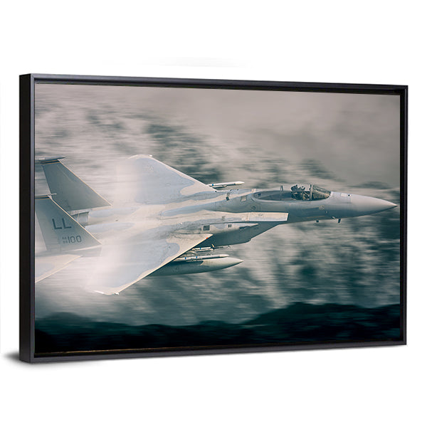 F15 Military Fighter Jet Flying Canvas Wall Art