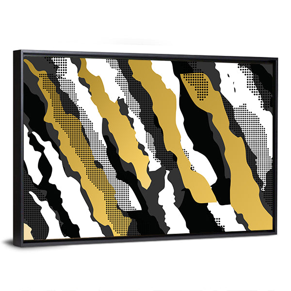 Golden Abstract Camouflage Pattern Canvas Wall Art