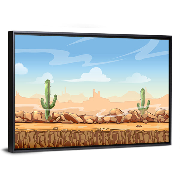 Wild West Desert Game Scene Canvas Wall Art