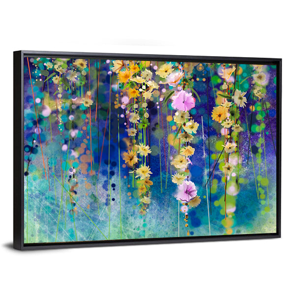 Spring Floral Field Abstract Canvas Wall Art